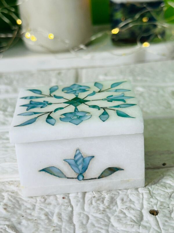 Floral Inlay Marble Jewellery Box