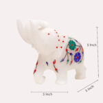 White Marble Elephant Statue Pair with Stone Inlay – Handmade Decorative Figurines for Home & Office Décor thumbnail