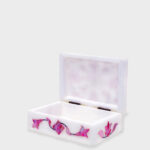 Pink Marble Jewelry Box with Floral Inlay | Handmade Luxury Storage thumbnail