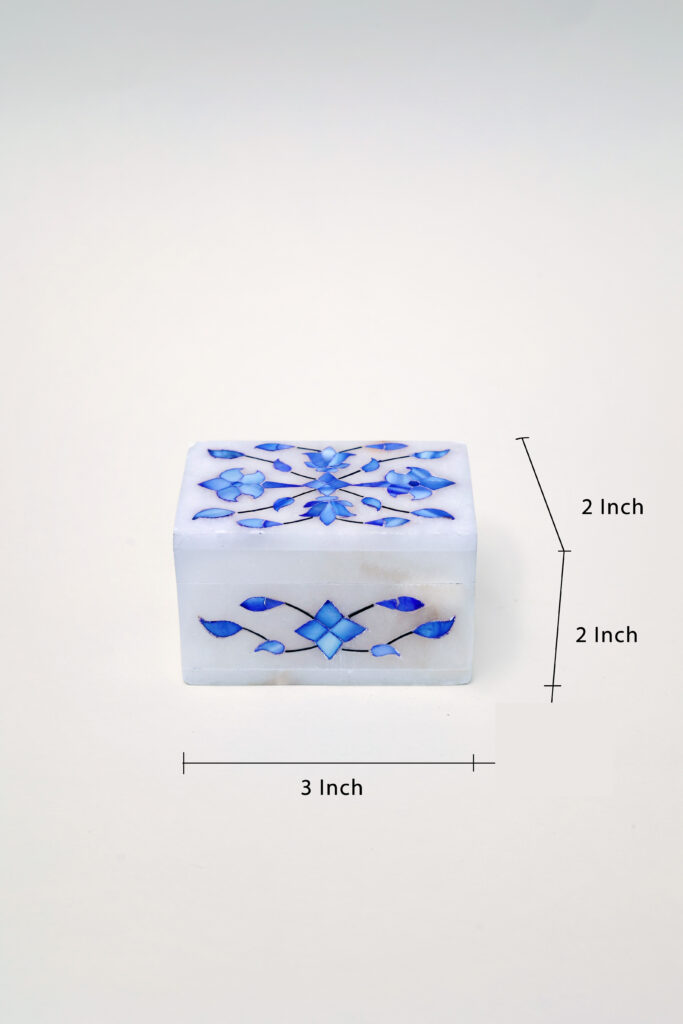 Royal Blue Marble Inlay Jewelry Box – Handmade Decorative Jewelry Storage (3x2 Inch) - image 3