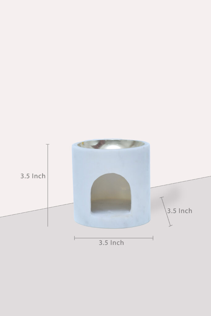 Minimalist White Marble and Brass Oil Burner — Candle & Essential Oil Holder - image 2