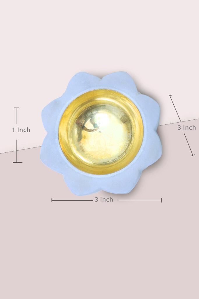 Marble Brass Offering Tray – White Pooja Thali With Brass Bowls - image 4