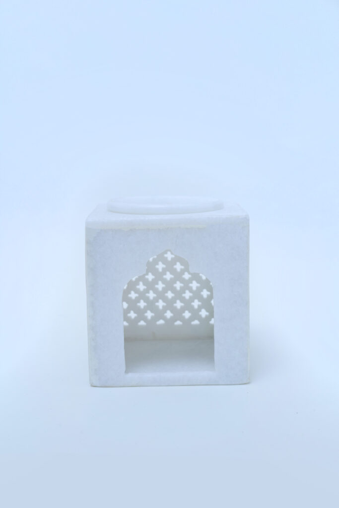 White Arch Marble Incense & Oil Burner — Aromatic Home Altar Accessory - image 4