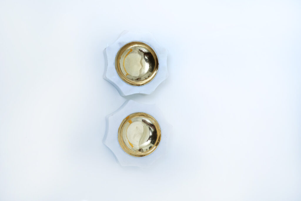 Deluxe Marble & Brass Diya Duo Set with Candle & Incense Holder — Festival Lighting Kit - image 4