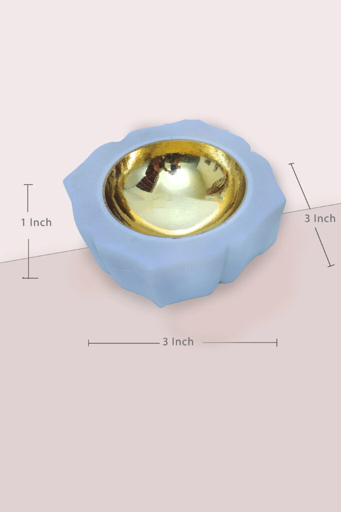 Marble & Brass Offering Tray — White Decorative Thali with Dual Lotus Shape Brass Bowls - image 3