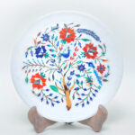 Luxury Marble Inlay Plate – Intricate Floral Design with Hand-Carved flower thumbnail