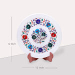 Premium Marble Inlay Plate – Mughal Style Floral Design Handmade in India thumbnail