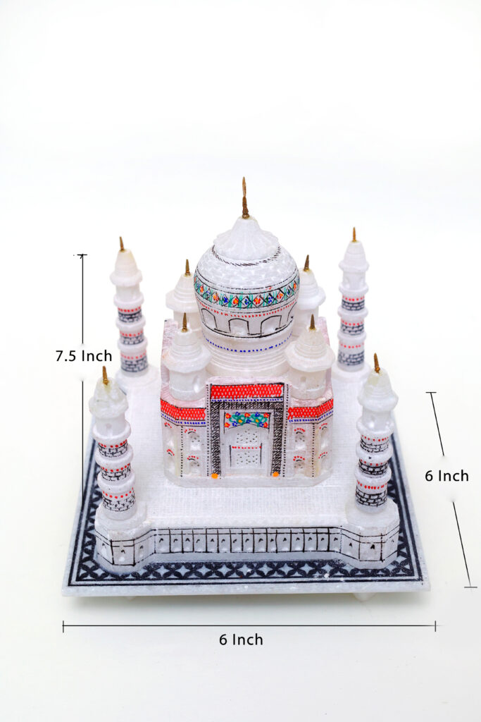 Handcrafted White Taj Mahal Miniature with Stone Inlay Work — Perfect For Wedding/Anniversary Gift (6 X 6 inch) - image 3