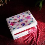 Multicolor Marble Inlay Jewelry Box – Handcrafted Mughal Floral Design (4x3 Inch) thumbnail