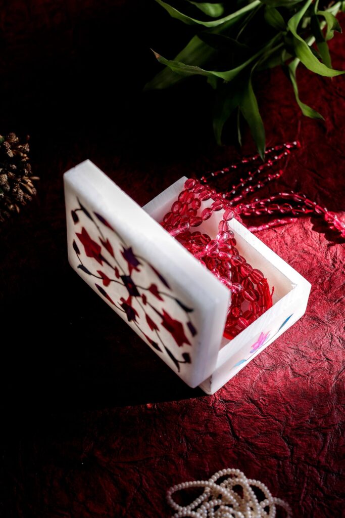 Multicolor Marble Inlay Jewelry Box – Handcrafted Mughal Floral Design (4x3 Inch) - image 2
