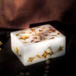 Warm Golden Marble Inlay Jewelry Box – Traditional Floral Inlay Jewelry Box (4x3 Inch) thumbnail