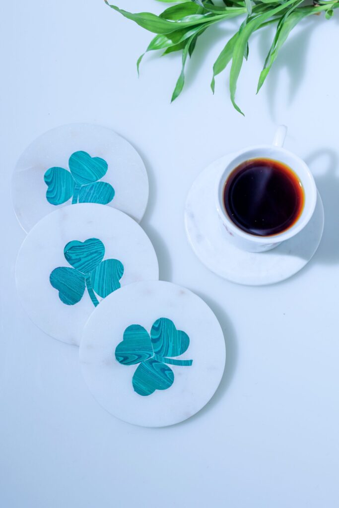 Elegant Marble Inlay Round Coasters – Handmade Drink Coaster Set of 4 - image 2