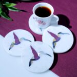 Handcrafted Marble Coasters with Semi-Precious Stone Inlay – Set of 4 thumbnail