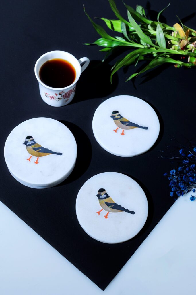 Luxury Marble Coaster Set of 4 – Round Handmade Inlay Work - image 2