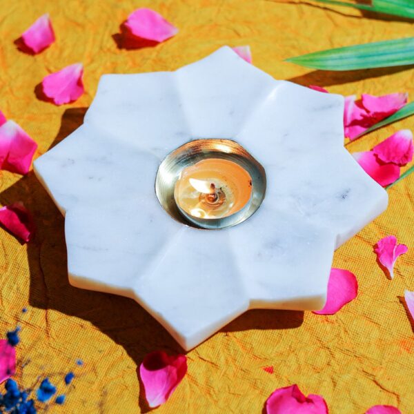 Ashtalok Marble Brass Diya for Puja & Festive Décor
