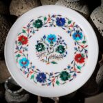 Premium Marble Inlay Plate – Mughal Style Floral Design Handmade in India thumbnail