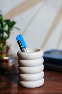 Luxury White Marble Pencil Holder – Modern Handcrafted Office Desk Organizer