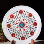 Premium Marble Inlay Plate – Rajasthani Style Floral Design Handmade in India thumbnail