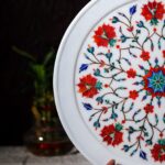 Premium Marble Inlay Plate – Rajasthani Style Floral Design Handmade in India thumbnail