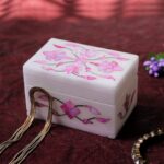 Pink Marble Inlay Jewelry Box – Floral Stone Luxury Jewelry Storage (3x2) thumbnail
