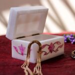 Pink Marble Inlay Jewelry Box – Floral Stone Luxury Jewelry Storage (3x2) thumbnail