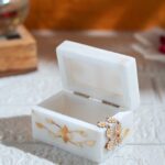 Warm Golden Marble Inlay Jewelry Box – Traditional Floral Inlay Jewelry Box (3x2 Inch) thumbnail