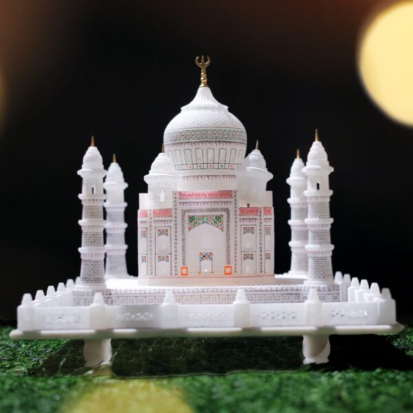 Handcrafted White Taj Mahal Miniature with Stone Inlay Work — Perfect For Wedding/Anniversary Gift (12 X 12 Inche)