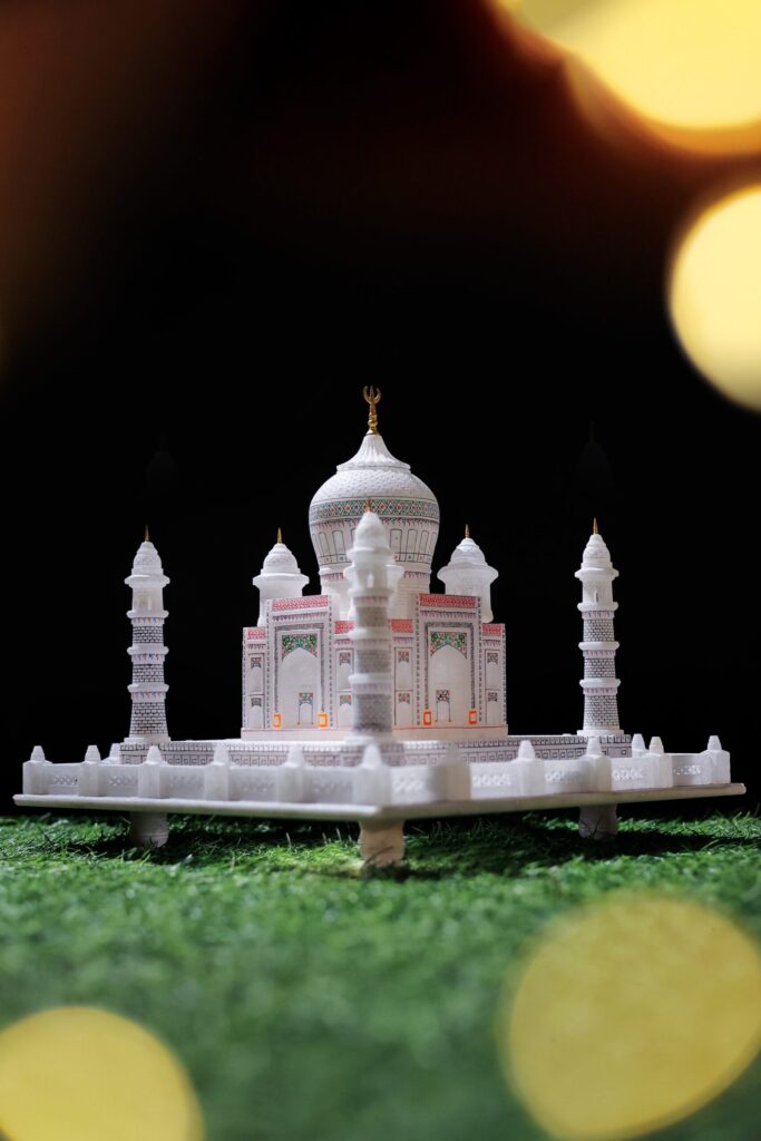 Handcrafted White Taj Mahal Miniature with Stone Inlay Work — Perfect For Wedding/Anniversary Gift (12 X 12 Inche) - image 2