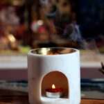 Minimalist White Marble and Brass Oil Burner — Candle & Essential Oil Holder thumbnail
