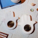 Marble Palm Shape Tea Light Candle Holder — Decorative Peace For Anneversary or Corporate Gift thumbnail