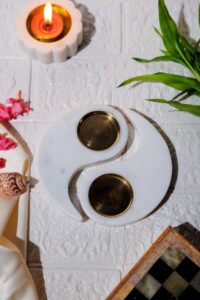 Marble Yin Yang Shape Tea Light Candle Holder — Decorative Peace For Anneversary or Corporate Gift
