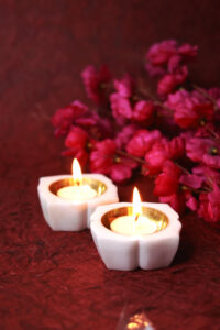 Marble & Brass Offering Tray — White Decorative Thali with Dual Lotus Shape Brass Bowls