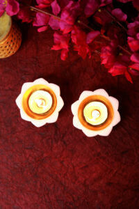 Marble Brass Offering Tray – White Pooja Thali With Brass Bowls