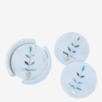 Marble Coaster Set With Elegant Leaf Inlay Design (Set Of 4) thumbnail