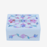 Multicolor Marble Inlay Jewelry Box – Handcrafted Mughal Floral Design (4x3 Inch) thumbnail
