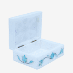 Blue Mist Marble Inlay Jewelry Box – Pastel Floral Trinket Storage (4x3 Inch) thumbnail
