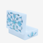 Blue Mist Marble Inlay Jewelry Box – Pastel Floral Trinket Storage (4x3 Inch) thumbnail