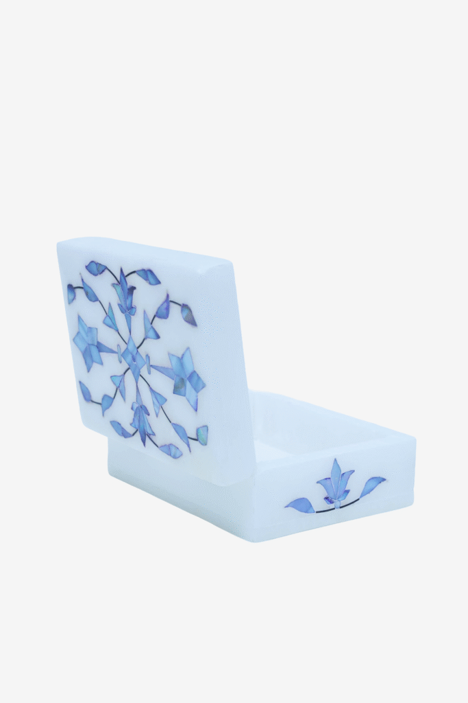 Royal Blue Marble Inlay Jewelry Box – Handmade Decorative Jewelry Storage (4x3 Inch) - image 6