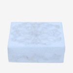 White Marble Inlay Jewelry Box – Classic Floral Stone Design (4x3 Inch) thumbnail