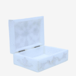 White Marble Inlay Jewelry Box – Classic Floral Stone Design (4x3 Inch) thumbnail