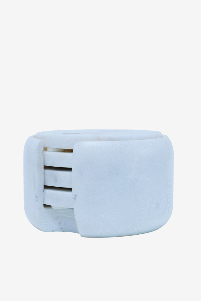 Marble Coaster Set With Elegant Leaf Inlay Design (Set Of 4) - image 4