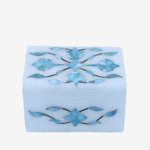 Blue Mist Marble Inlay Jewelry Box – Pastel Floral Trinket Storage (3x2 Inch) thumbnail