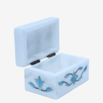 Blue Mist Marble Inlay Jewelry Box – Pastel Floral Trinket Storage (3x2 Inch) thumbnail