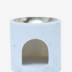 Minimalist White Marble and Brass Oil Burner — Candle & Essential Oil Holder thumbnail