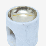 Minimalist White Marble and Brass Oil Burner — Candle & Essential Oil Holder thumbnail