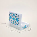 Blue Mist Marble Inlay Jewelry Box – Pastel Floral Trinket Storage (4x3 Inch) thumbnail