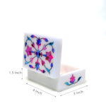 Multicolor Marble Inlay Jewelry Box – Handcrafted Mughal Floral Design (4x3 Inch) thumbnail