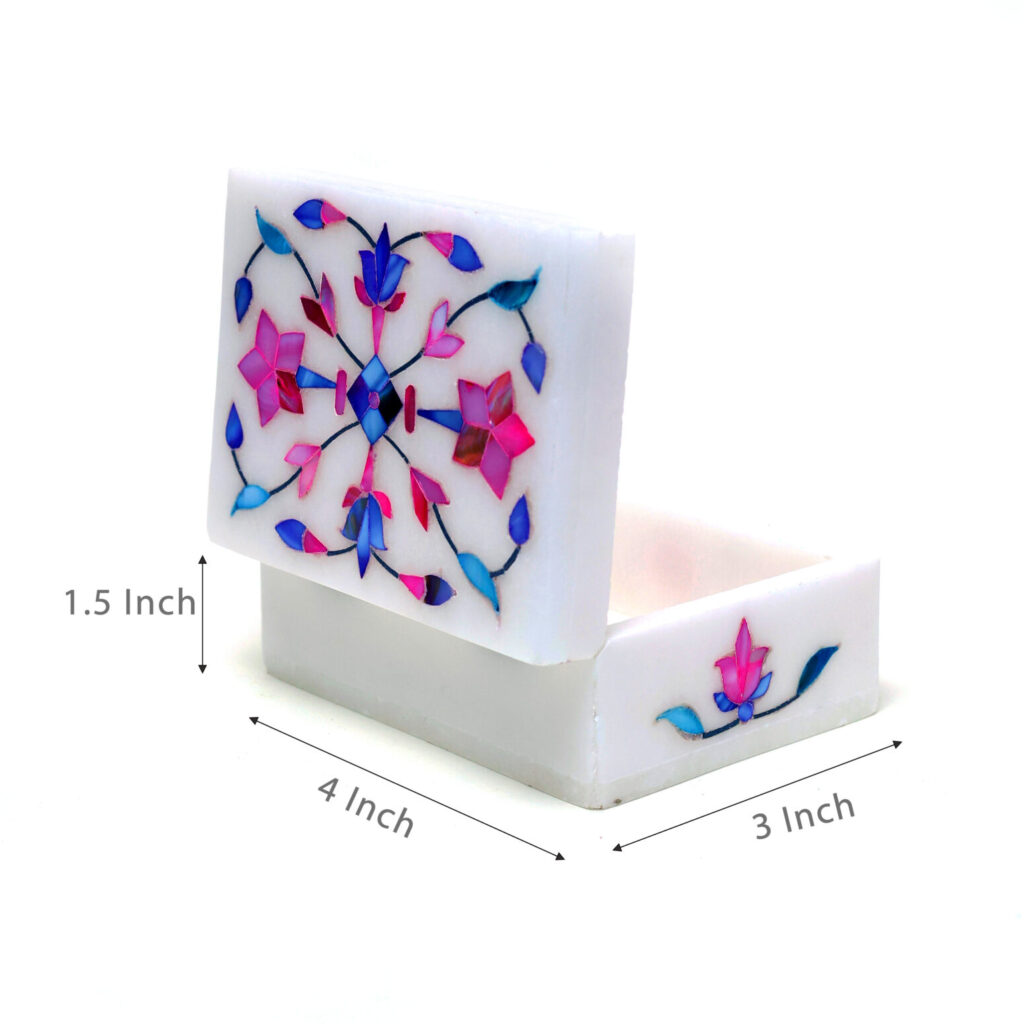 multicolor inlay marble jewellery box