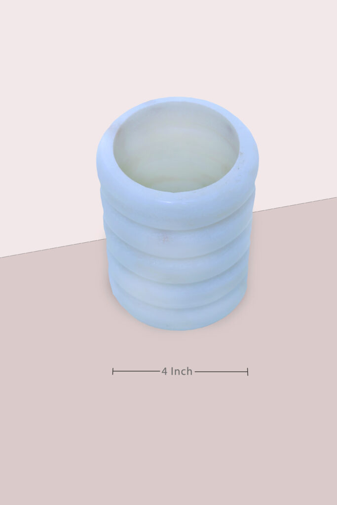 Luxury White Marble Pencil Holder – Modern Handcrafted Office Desk Organizer - image 3