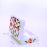Pink Marble Jewelry Box with Floral Inlay | Handmade Luxury Storage thumbnail